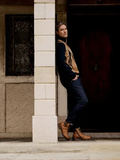 Leder Schnürstiefel cognac