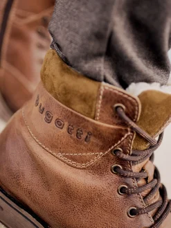 Leder Schnürstiefel cognac