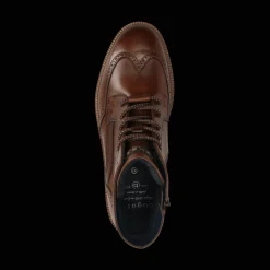 Leder Schnürstiefel cognac