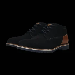 Leder Schnürstiefel dunkelblau