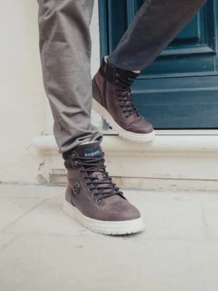 Leder Schnürstiefel dunkelbraun