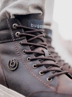 Leder Schnürstiefel dunkelbraun