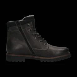 Leder Schnürstiefel dunkelgrau