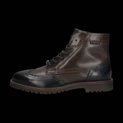 Leder Schnürstiefel dunkelblau