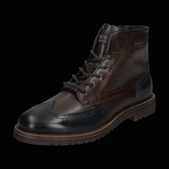 Leder Schnürstiefel dunkelblau