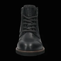 Leder Schnürstiefel schwarz